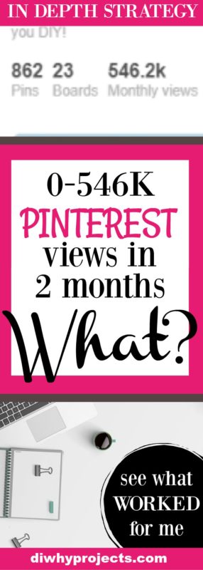 0-546K Pinterest Views in two months. See my DIY Pinterest journey