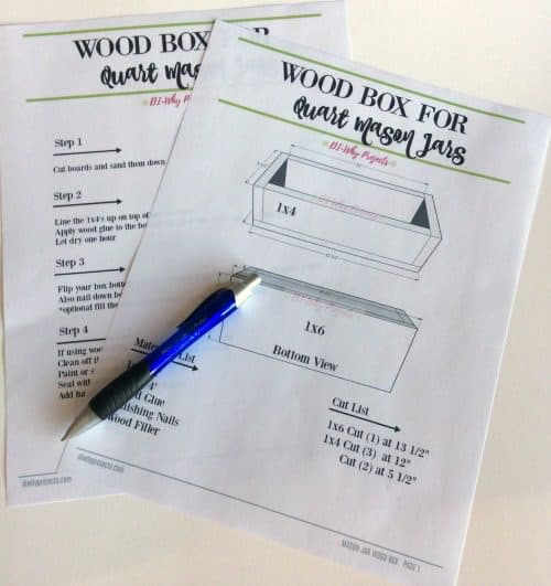 printable plans for quart size mason jar box