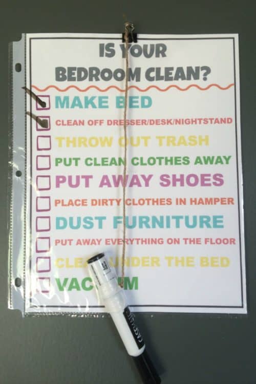 Clean Bedroom Checklist, Kids Chore List