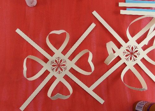 putting together a 3D paper snowflake