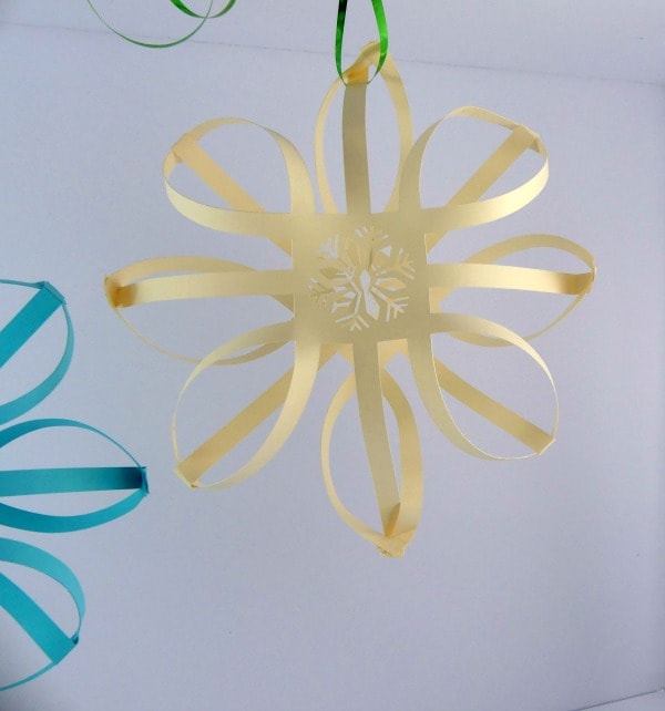 Hang your 3d paper snowflake with a ribbon