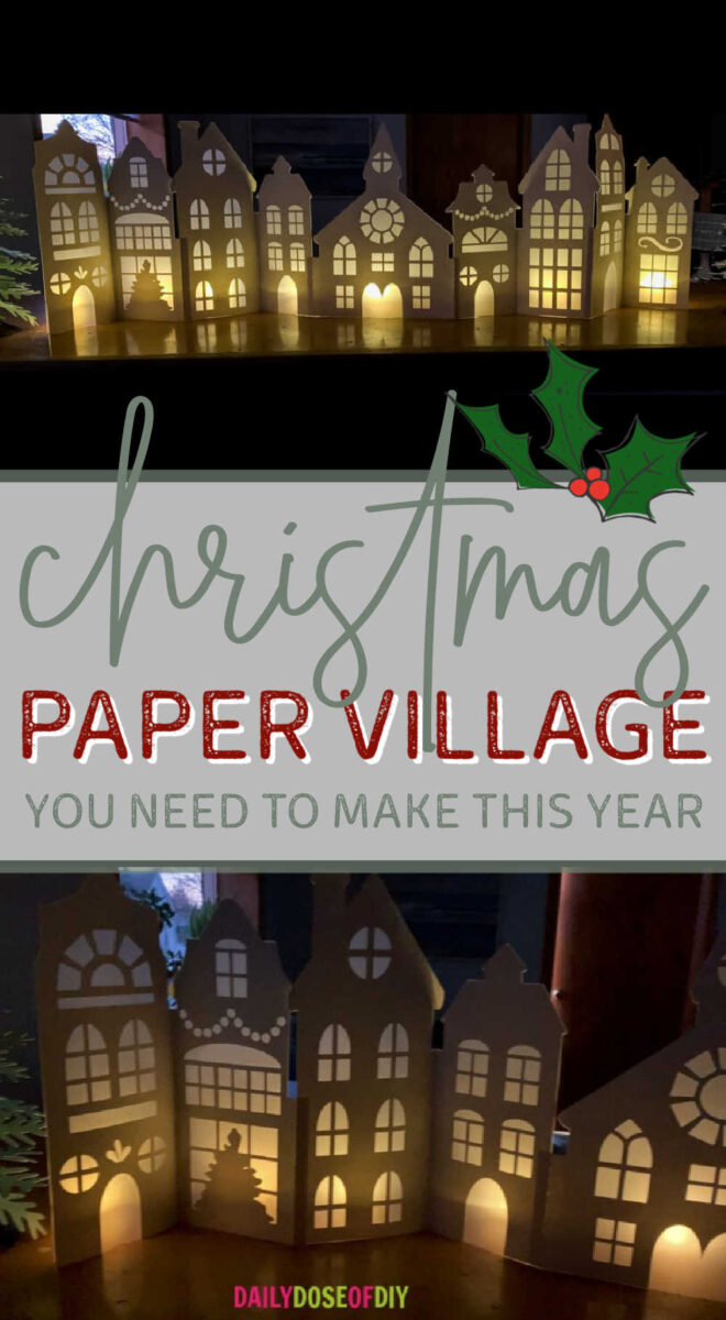 CHRISTMAS PAPER VILLAGE made with a Cricut LIT UP IN A DARK ROOM. 