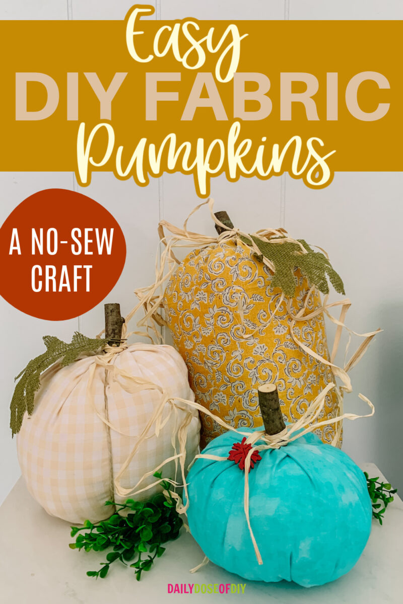 Set of three no sew fabric pumpkins DIY Craft.
