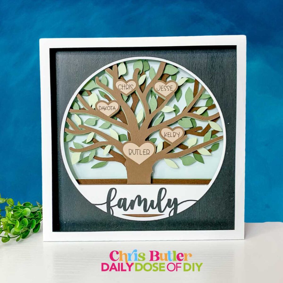 Layered Family Tree Paper Craft with blue background