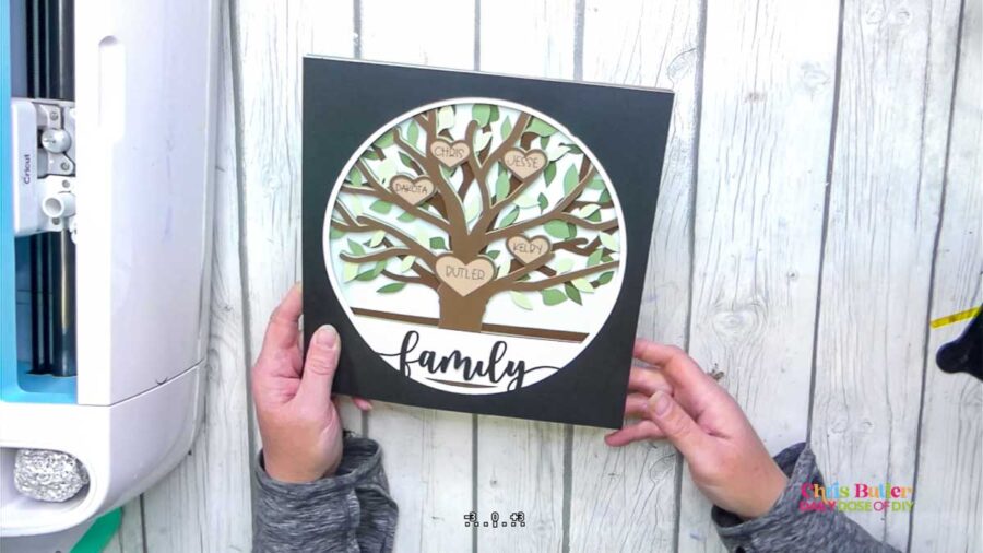 Layered family tree cut on Cricut with Bazzill Cardstock 