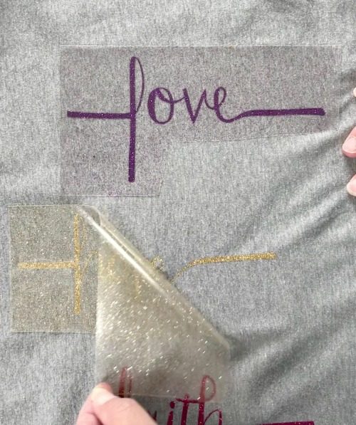 REmoving the film from HTV vinyl during my Cricut Easy Press Review