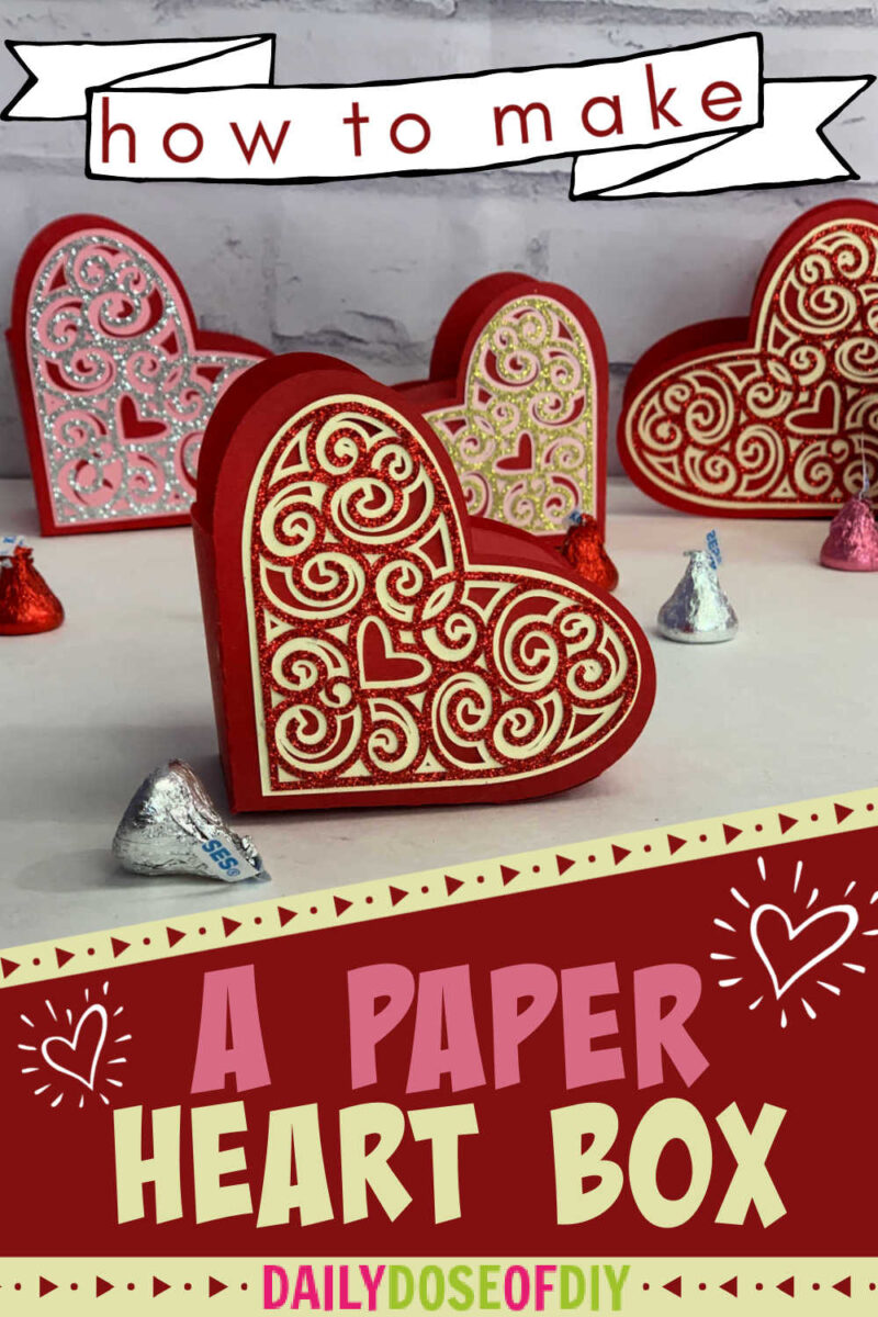 a Pinterest graphic for making paper heart boxes