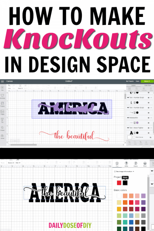 How to make knockouts designs in Cricut Design Space. Learn to put text in text plus images in text