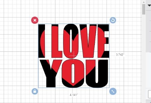 I LOVE YOU knockout design with a heart