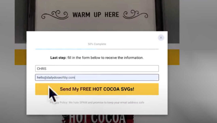 sign up to get the free Reverse Canvas Hot Cocoa SVG