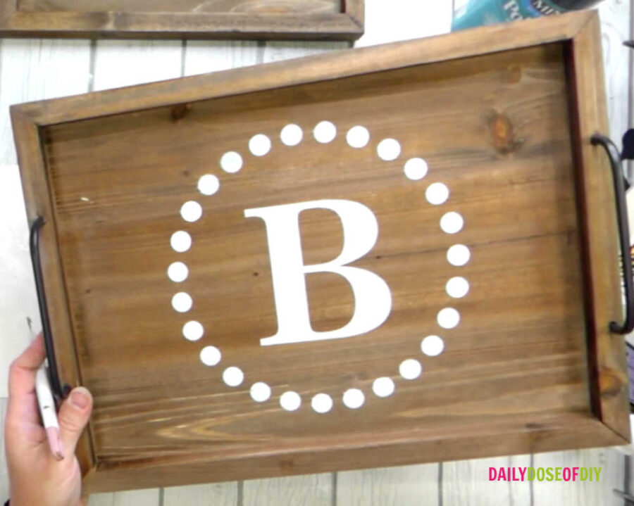 Monogramed snack tray using Cricut's Monogram Maker