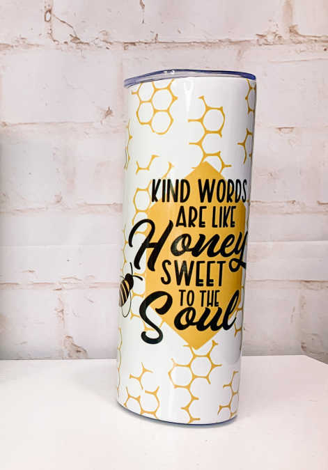 Sublimated tumbler with vibrant colors.  