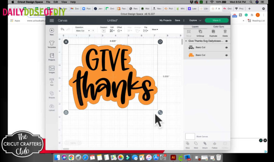 size image in design space