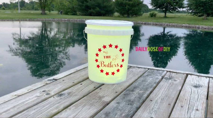 LED Camp Bucket Light at dusk
