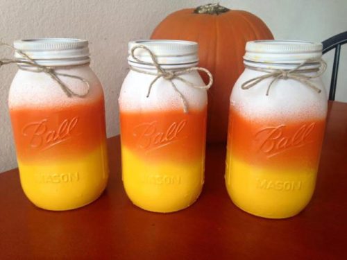 candy corn painted mason jars