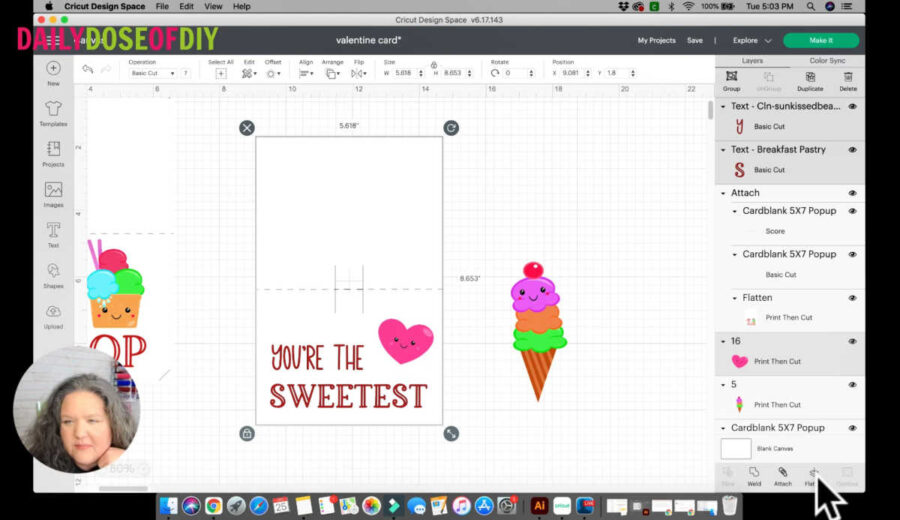 prepare the inside of the print then cut card
