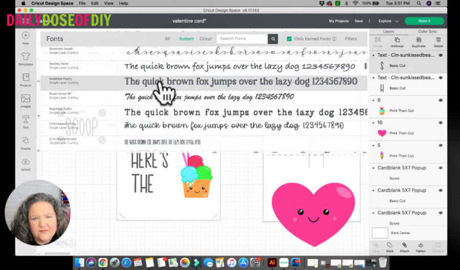 select font for text