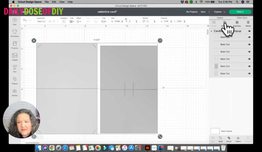 ungroup the layers of the card template