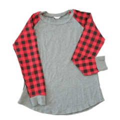 Womens Buffalo Plaid Raglan Blank for crafts