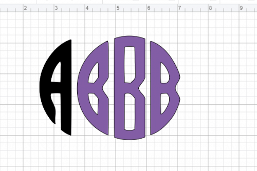 making the second letter of a circle monogram in cricut design space