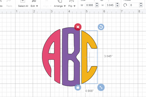 complete circle monogram font in Cricut design space