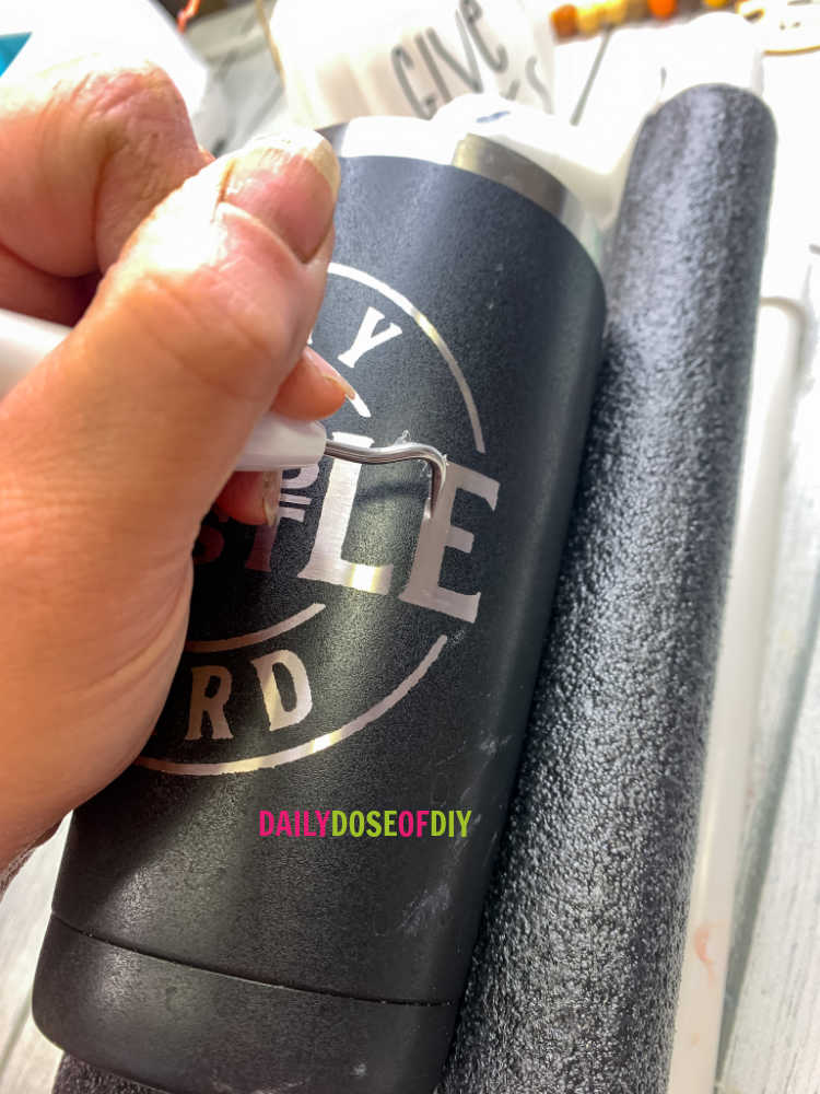 Use your weeding tool to clean up any lines on your citristrip tumbler