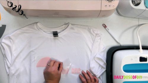 peeling off the carrier sheet when using heat transfer vinyl
