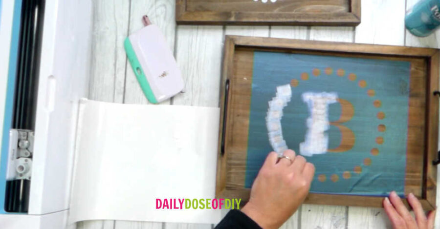 painting a stenciled monogram 