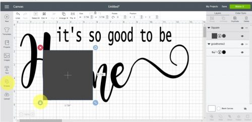 Using a square in Cricut design space to make a stencil