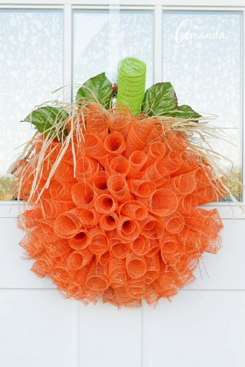 deco mesh pumpkin fall wreath