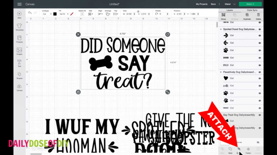 attach your designs so they are lined up properly when you try to cut them