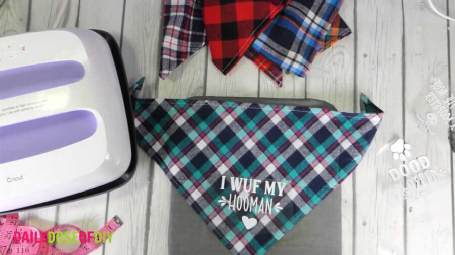 line up your design on the bandana before heat pressing