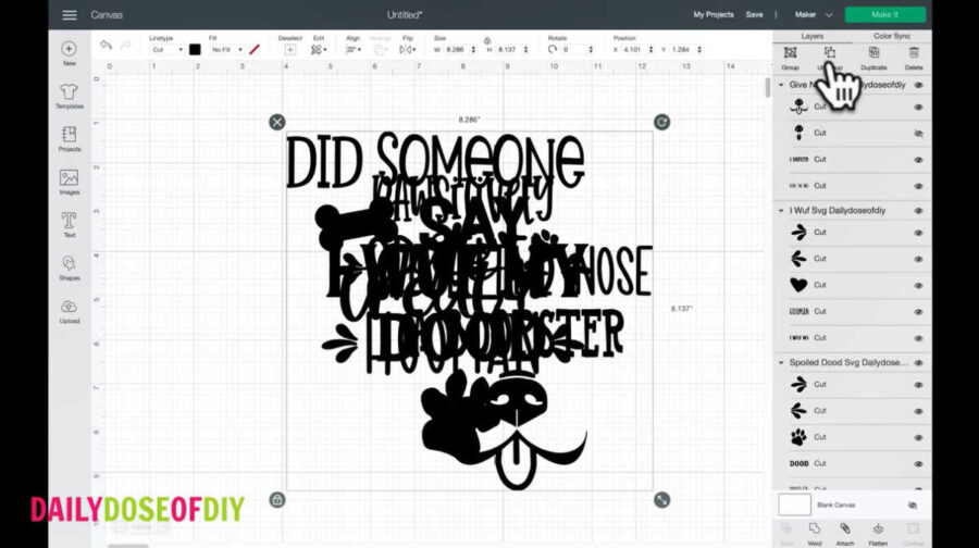 ungroup the designs so you can move them to not be on top of one another