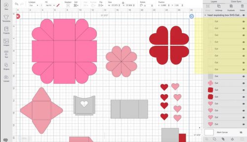Exploding box design in Cricut design space