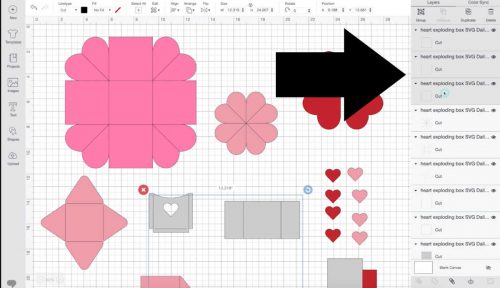 Changing score lines on exploding heart box design