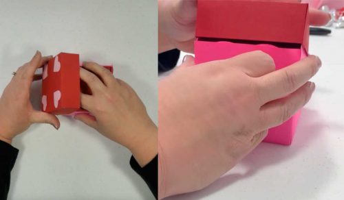 placing the lid on the exploding box