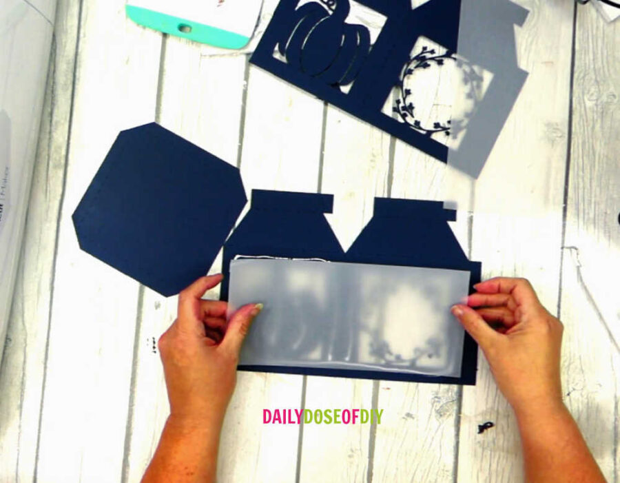 Apply vellum paper to each side of the Fall luminary panel