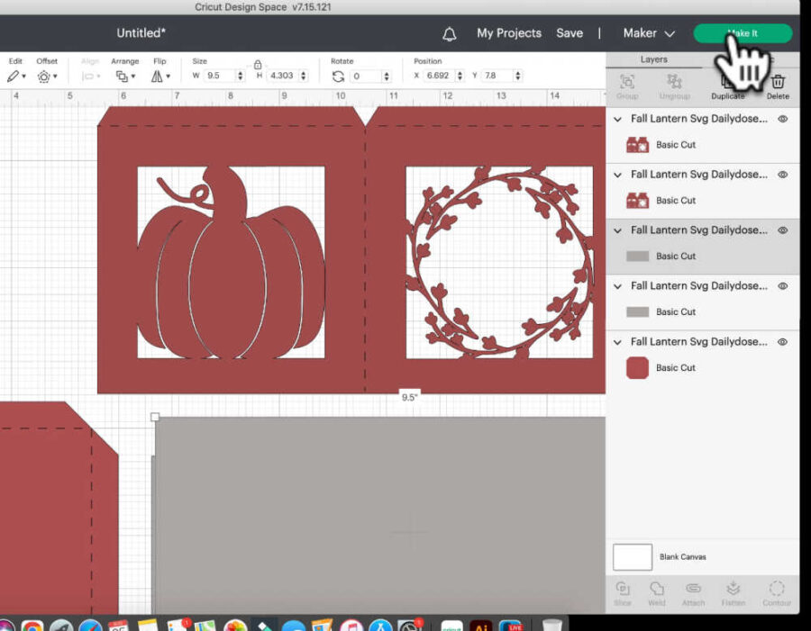 Fall Luminary template in Cricut design space