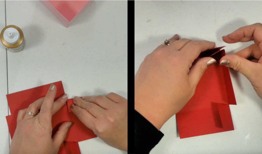 folding the tops for the exploding box