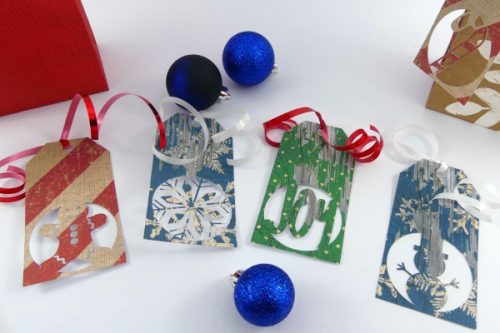 free Christmas gift tag SVG cut on Christmas Cardstock