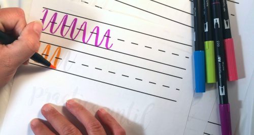 practicing hand lettering with hand lettering practice sheets