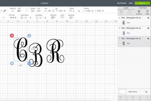 Make a monograms with your Cricut using a swirly font and your three initials