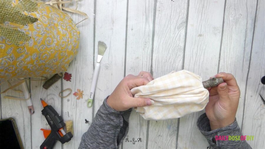 flipping the fabric pumpkin inside out 