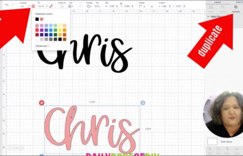 Duplicate your text to begin creating an offset in design space