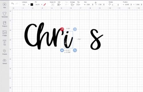 move the letters of your word closer together to make offset text in cricut