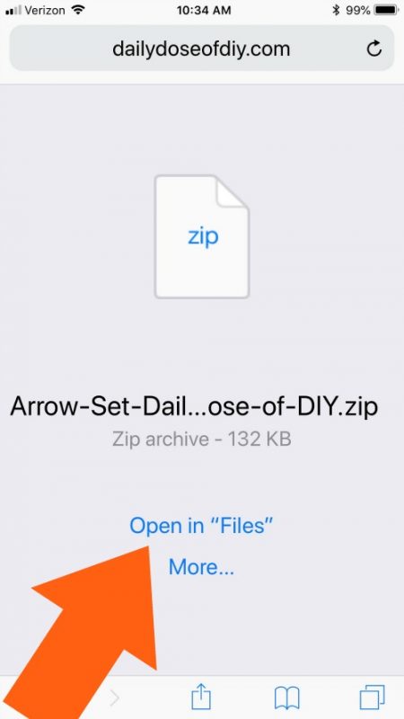 Opening a zip file on an iPhone or iPad 