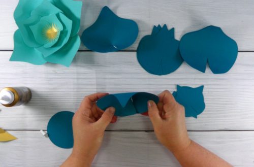 glue together the paper flower petals form the free paper flower svg