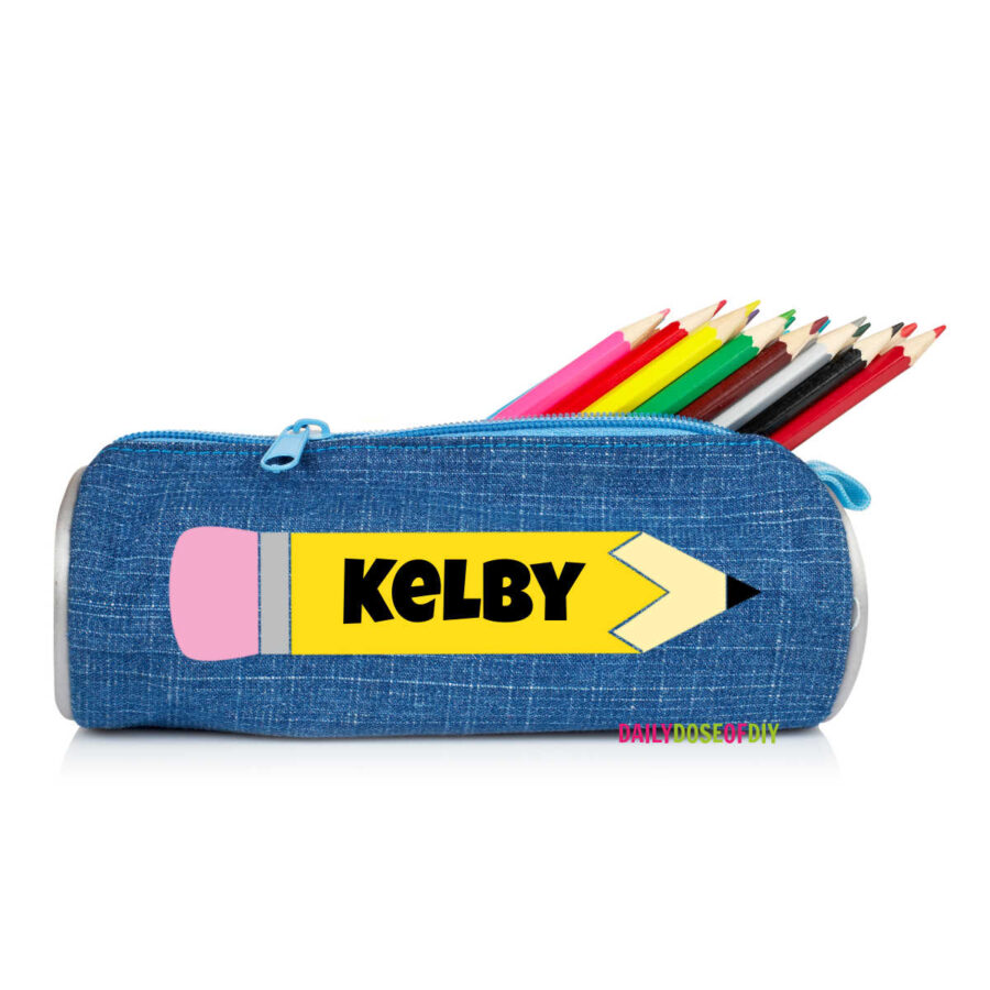 personalized pencil SVG on a pencil case. 