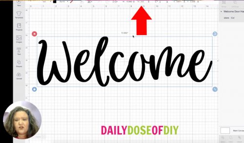 Welcome decal that's added to the hanging plant stand