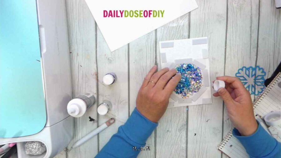 add glitter to shaker card